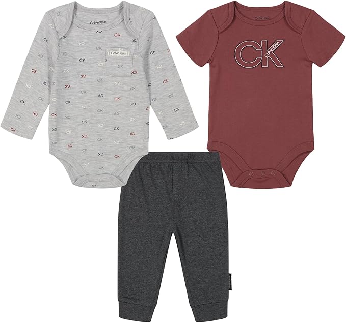Calvin Klein baby-boys 3pc Creeper Pant Set
