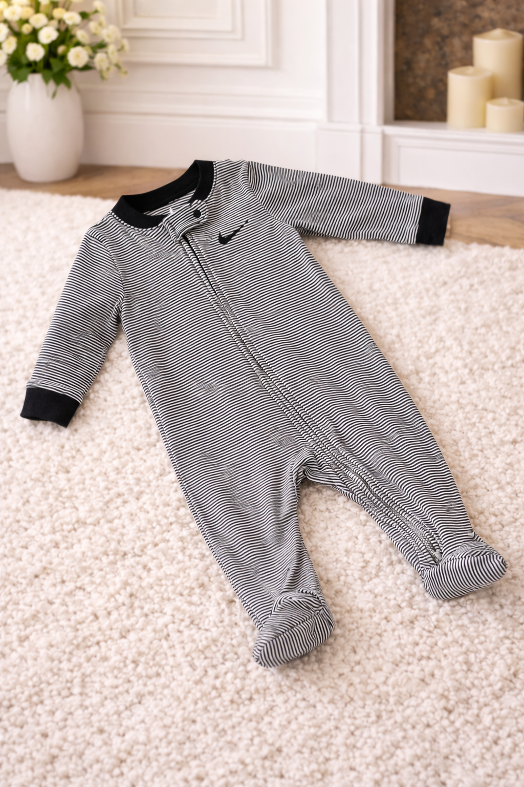Nike baby-boys Striped Footed Coverall