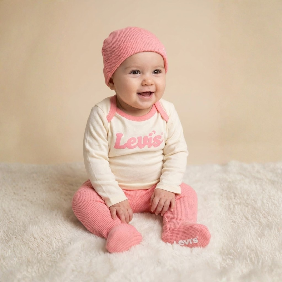 Levi's® Little Sprout Pink &amp; Cream Set (3-6 Months)